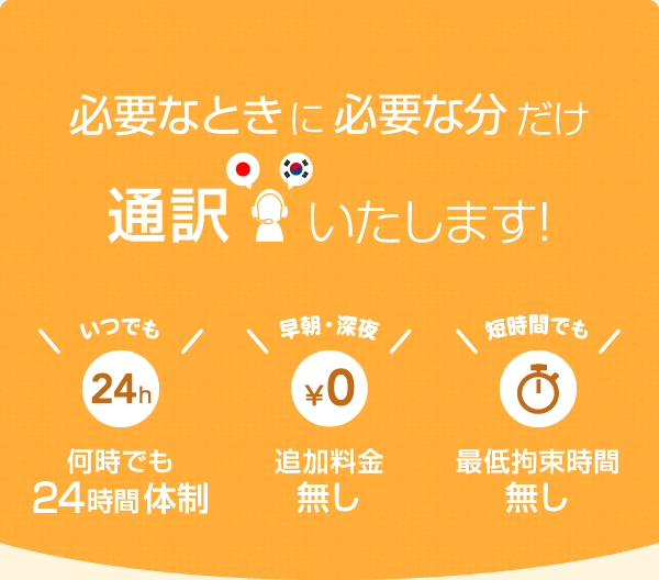 必要なときに必要な分だけ通訳いたします!